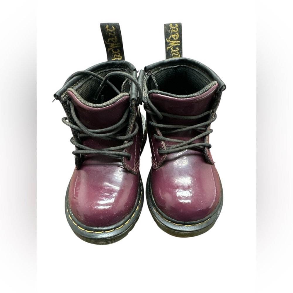 Toddler Doc Martens Combat Boots 1460 Size 5 Patent Leather Purple Side Zip